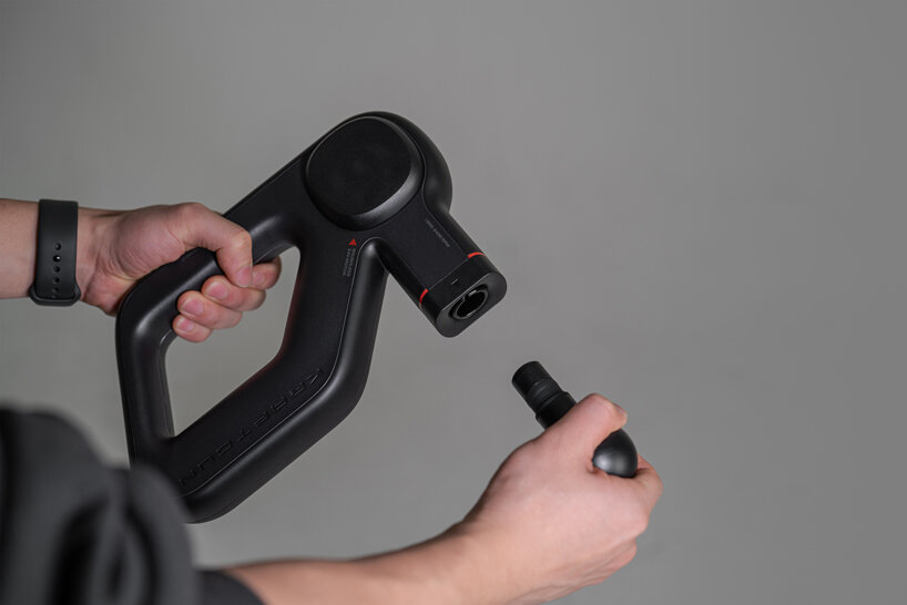 git rid of muscle knots with kraftgun's deep tissue massage gun designed by (acasso)